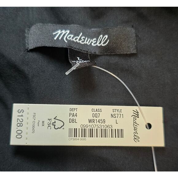 NWT Madewell Belted Mini Shirtdress in Large Black Minimalist Capsule Wardrobe - Picture 7 of 7